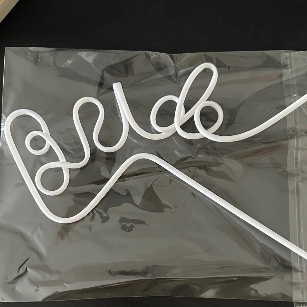 White Bride Party Straw